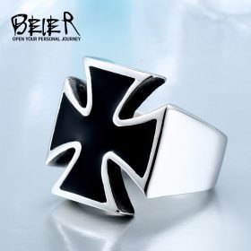 Black Shadow Cross Stainless Steel Ring