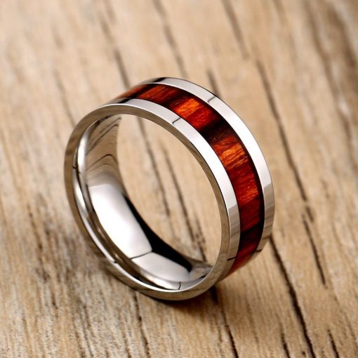 Stainless Red Woodiness Ring