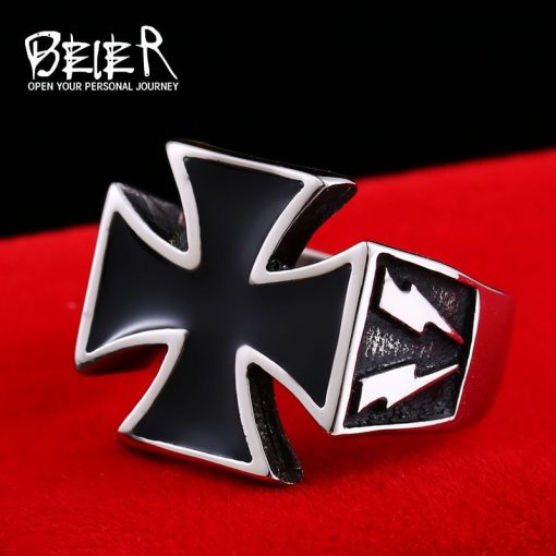 Stainless Steel 3D Cross Style Ring