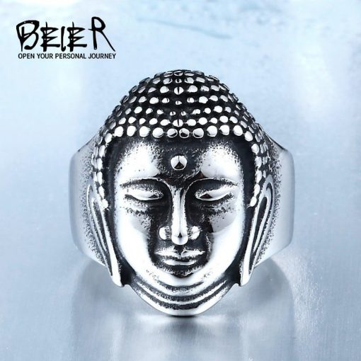 Stainless Steel Buddha Head Ring