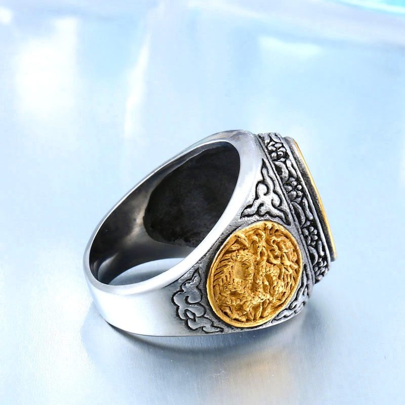 Stainless Steel Gold Phoenix Ring | Handmade Premium Jewelry