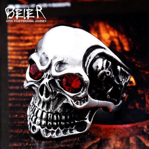 Stainless Steel Gothic Carving Skull Ring