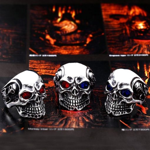 Stainless Steel Gothic Carving Skull Ring
