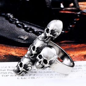 Stainless Steel Unique Heavy Metal Biker Ring