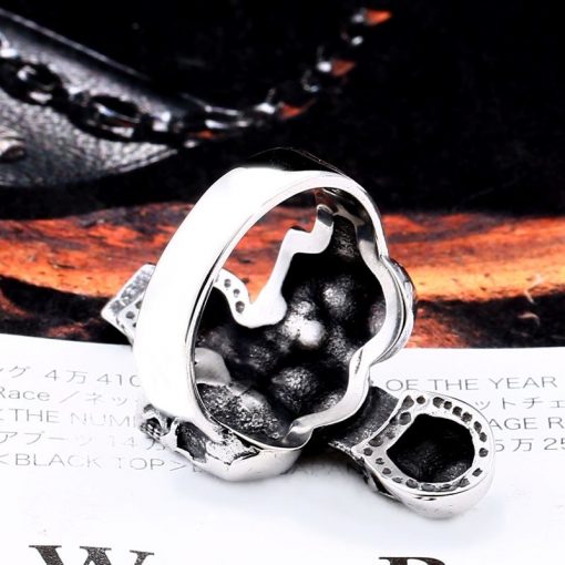 Stainless Steel Unique Heavy Metal Biker Ring