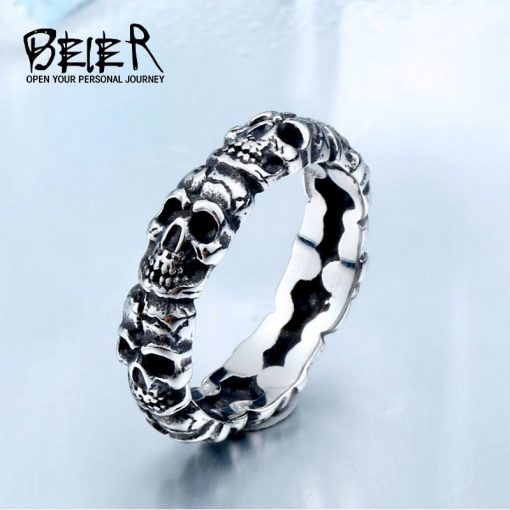 Stainless Steel Unique Thin Skull Ring